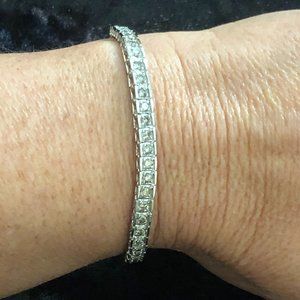 10K Solid White Gold Diamond Tennis Bracelet
